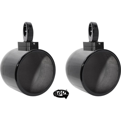 MAC80B 7.7" 360 Swivel Black Aluminum Wakeboard Tower Speaker Pods
