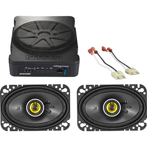 Kicker 10" 400 Watt Powered Subwoofer Sub Bundle with Front Speakers For 87-95 Jeep Wrangler