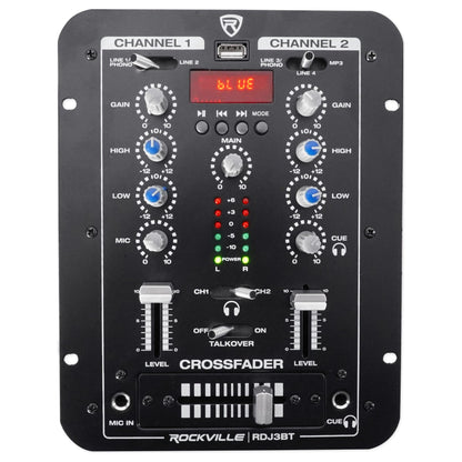 (2) MDJ-600 DJ Controllers with 2-Channel Mixer, Headphones & Microphone
