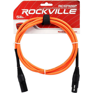Rockville RCXFM6P-O Orange 6' Female to Male REAN XLR Mic Cable 100% Copper