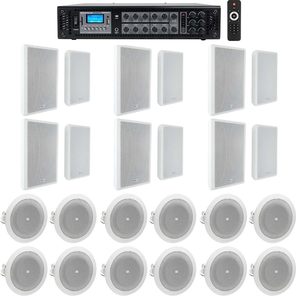6-Zone Amplifier + (12) White Wall + (6) JBL 8124 4" Ceiling Speakers