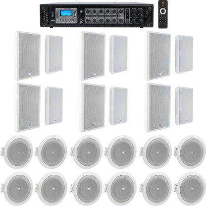 6-Zone Amplifier + (12) White Wall + (6) JBL 8124 4" Ceiling Speakers