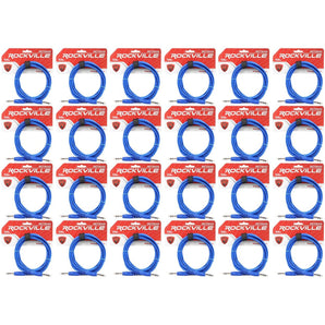 24 Rockville RCTR110BL Blue 10' 1/4'' TRS to 1/4'' TRS  Cable 100% Copper