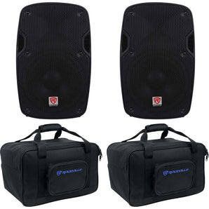 (2) Rockville SPG88 8" 800w DJ PA Speakers Lightweight Cabinets 8-Ohm+Carry Bags