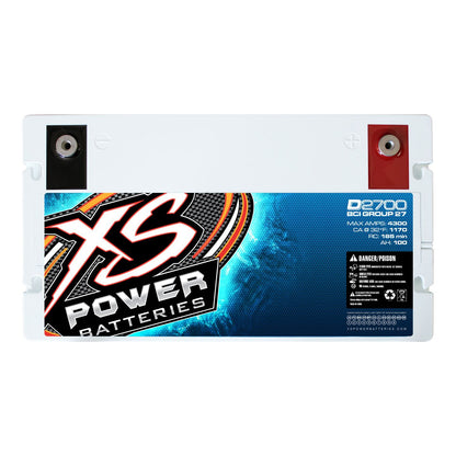 XS Power D2700 4300 Amp AGM Power Cell Car Audio Battery + Terminal Hardware