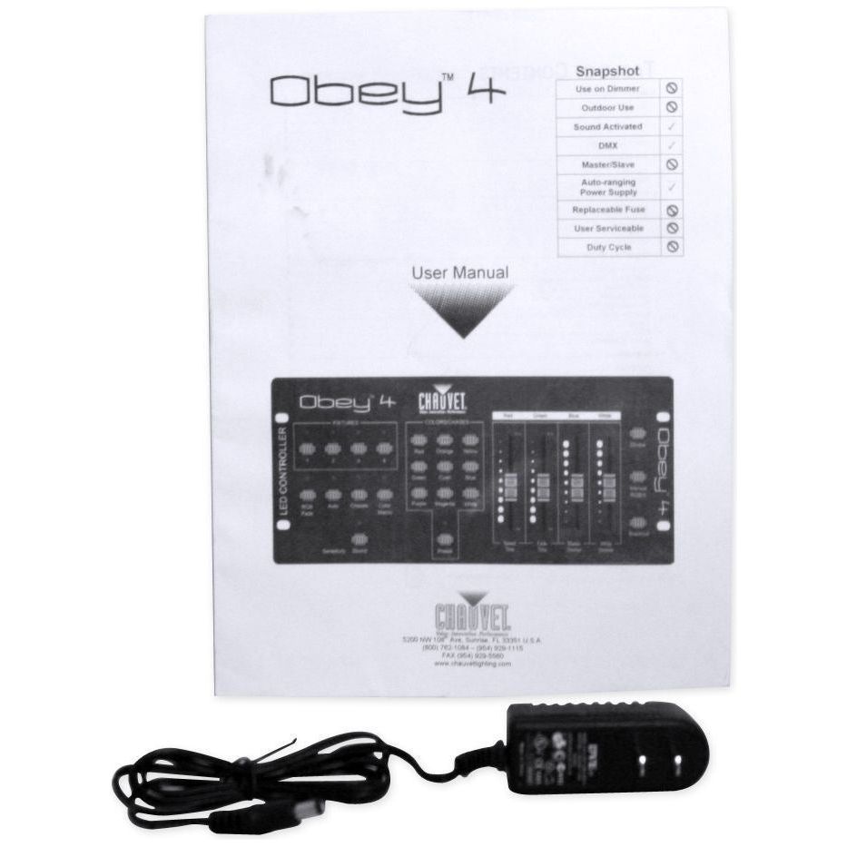 Chauvet Obey 4 Compact DMX-512 LED Wash Light Controller w/3 or 4 Channel Mode