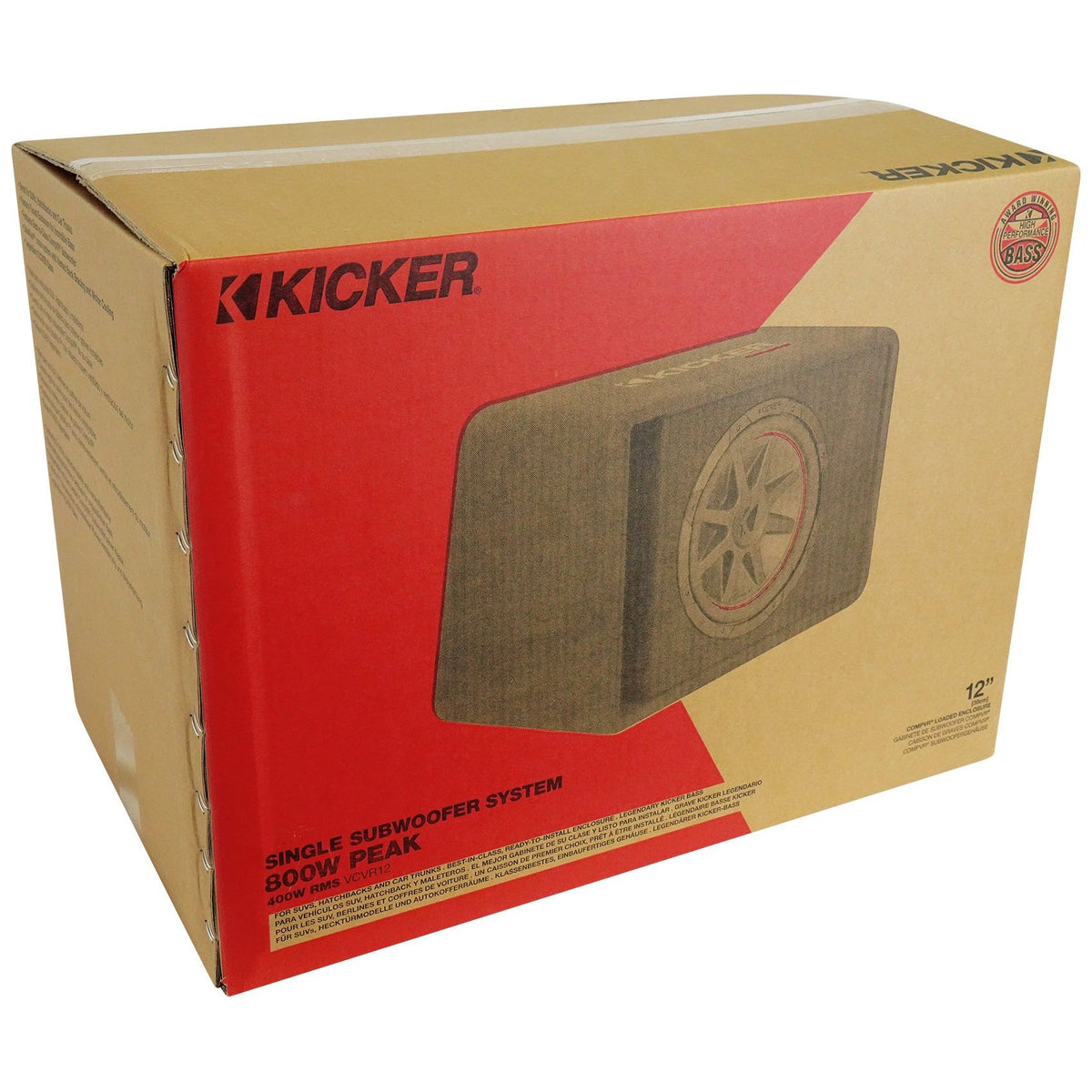 KICKER 48VCVR122 CompVR 800 Watt 12" Car Subwoofer in Vented Sub Box Enclosure