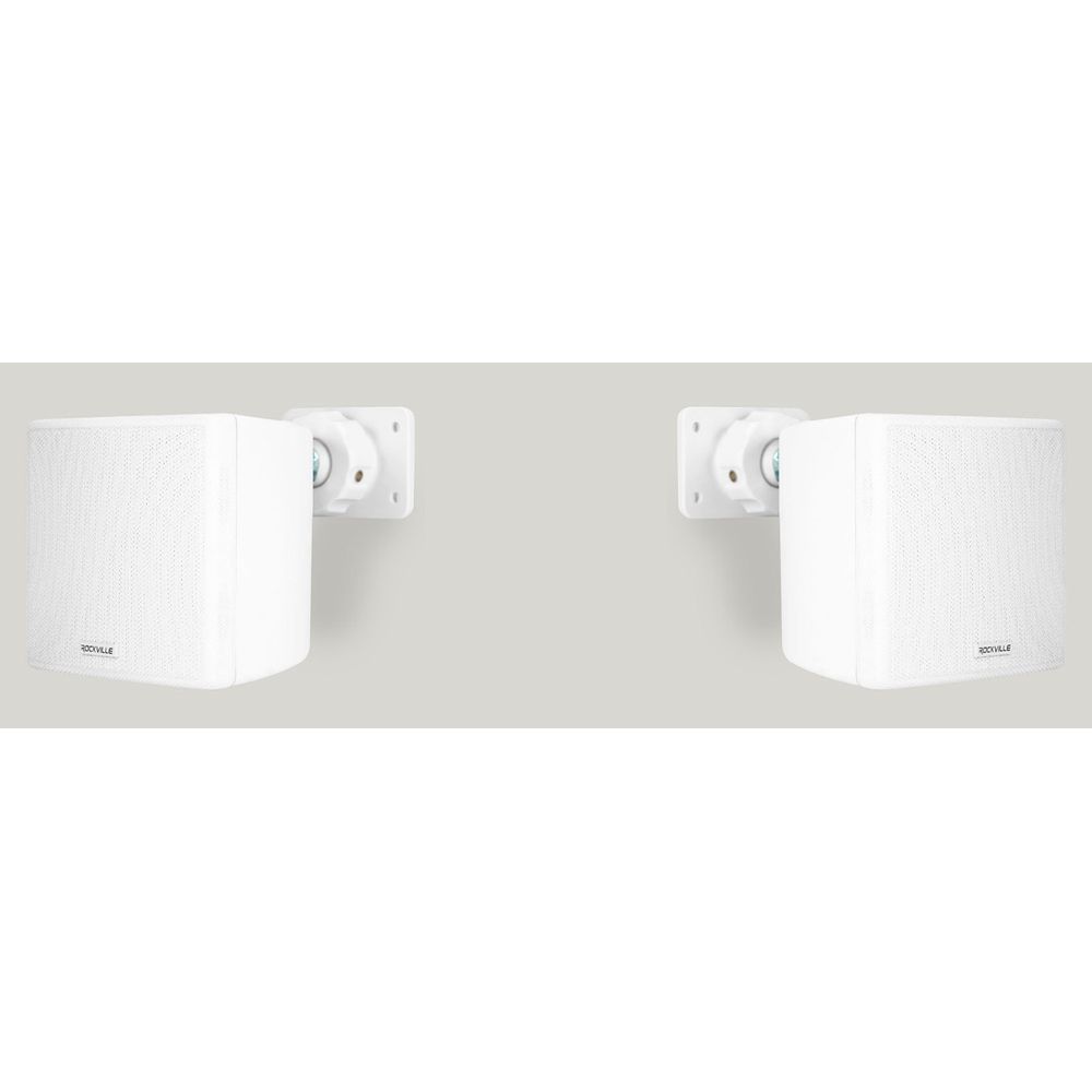 2-Room Home Audio Receiver+(4) White 3.5" Cube Speakers+Wall Controls