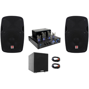 Rockville BluTube LED Tube Amplifier/Home Bluetooth Receiver+8" Speakers+8" Sub