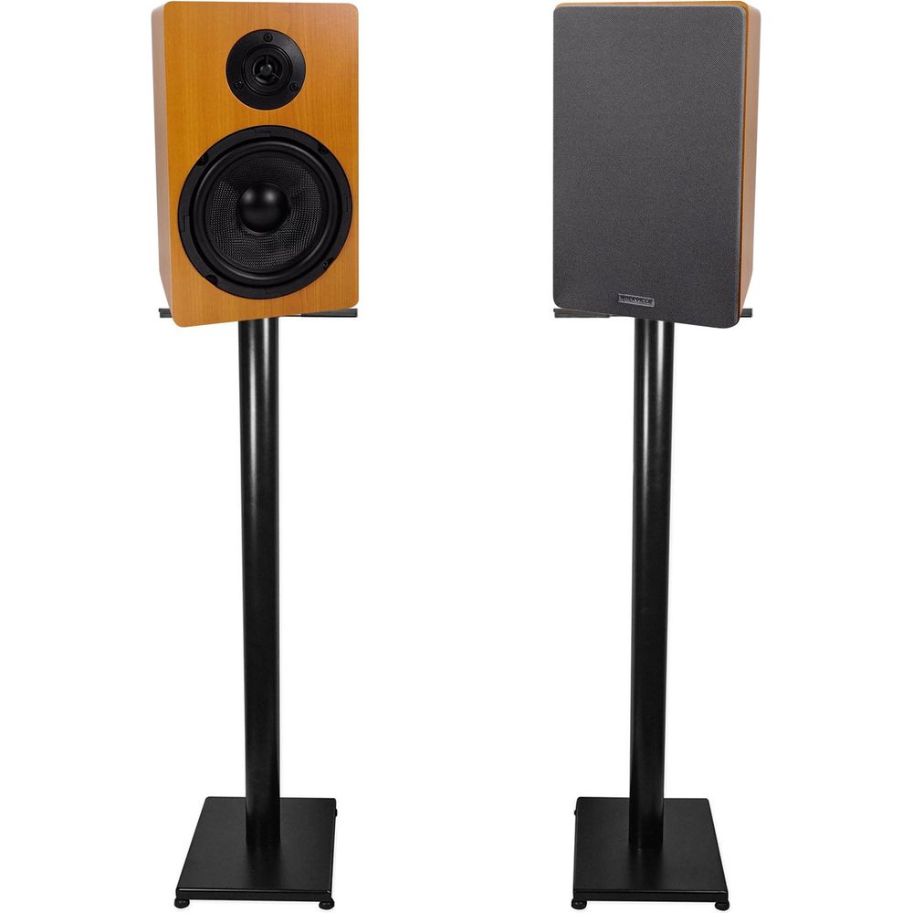 RockShelf 64C Classic 6.5" Home Bookshelf Speakers w/37" Stands