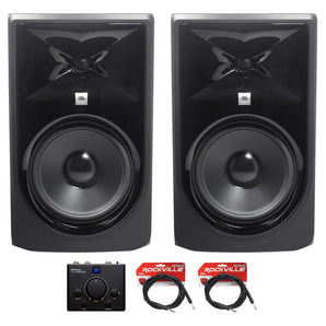 2 JBL 308P MkII 8" Powered Studio Monitors+Presonus Bluetooth Monitor Controller