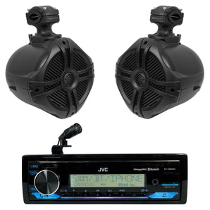 JVC KD-X38MBS Marine Stereo Receiver w/Bluetooth+(2) 6.5" Black Tower Speakers