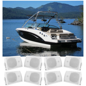 (8) Rockville HP5S-8 5.25" Marine Box Speakers with Swivel Bracket For Boats