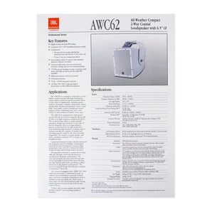 (6) JBL AWC62 6.5" 120 Watt Indoor/Outdoor 70V Surface Mount Commercial Speakers