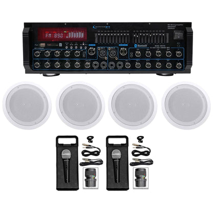 Technical Pro MM2000BT Bluetooth Karaoke Mixer System+(4) 8" Ceiling Speakers