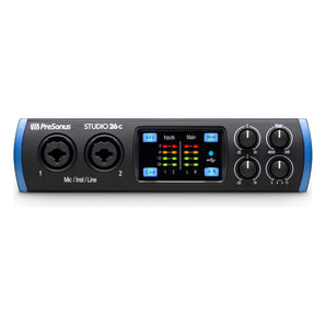 Presonus STUDIO 26C 2x4 USB-C Audio MIDI Recording Interface, 2 XMAX Mic Preamps