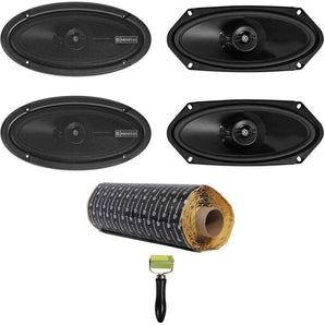 (4) Memphis Audio PRX410 4x10" 100w Car Speakers+RockMat Sound Dampening Kit