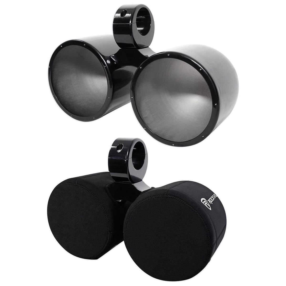 DMAC80B Dual 7.7" Black Aluminum Wakeboard Tower Speaker Pods+Covers