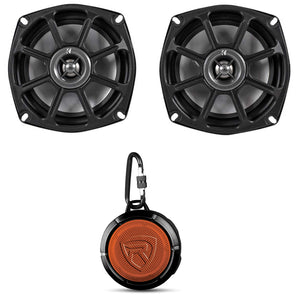 Kicker 10PS52504 5.25” Harley Davidson Motorcycle Speakers+Bluetooth Speaker