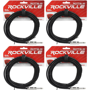 4 Rockville RCTT1610 10' 16 AWG 1/4" TS to 1/4" TS Pro Speaker Cable 100% Copper