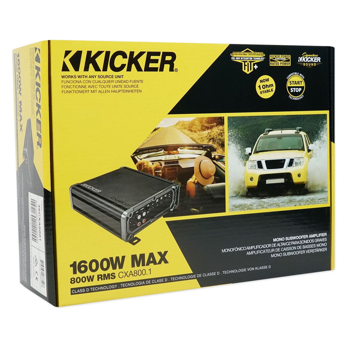 KICKER 46CXA8001T CXA800.1 800 Watt RMS Mono Class D Car Audio Amplifier Amp