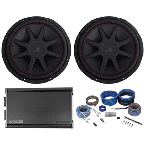 (2) Kicker 43CVR152 COMPVR 15" 2000w Car Audio Subwoofers+Mono Amplifier+Amp Kit