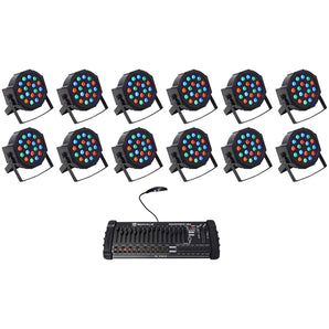 12 Rockville RockPAR50 LED RGB Par Can DJ/Club Wash Lights+384 Ch DMX Controller