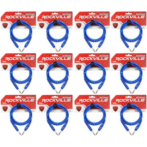 12 Rockville RCTR106BL Blue 6' 1/4'' TRS to 1/4'' TRS  Cable 100% Copper