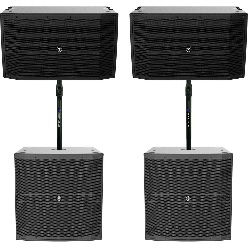 (2) DRM12A-P 2000W Passive PA Speaker Bundle with Subwoofers & Air-Assist Poles