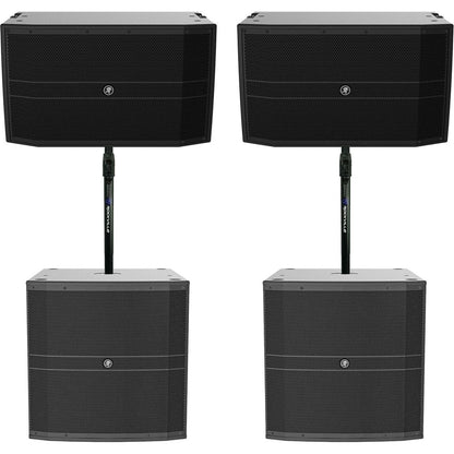 (2) DRM12A-P 2000W Passive PA Speaker Bundle with Subwoofers & Air-Assist Poles