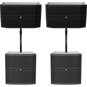2) Mackie DRM12A-P 2000w 12" DJ PA Speakers+2) 18" Passive Subs+Air Assist Mount