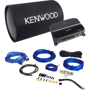 Kenwood P-W131TB 12" 1200 Watt Car Audio Subwoofer Bass Tube+Amplifier+Wire Kit