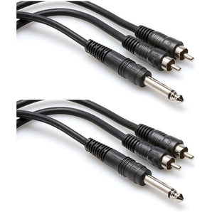 2 Hosa CYR-101 1/4" TS To Dual RCA Y Cables 1 Meter