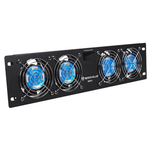 Rockville RRF4 19" Rack Mount 4 Fan Cooling System with LED Temperature Display