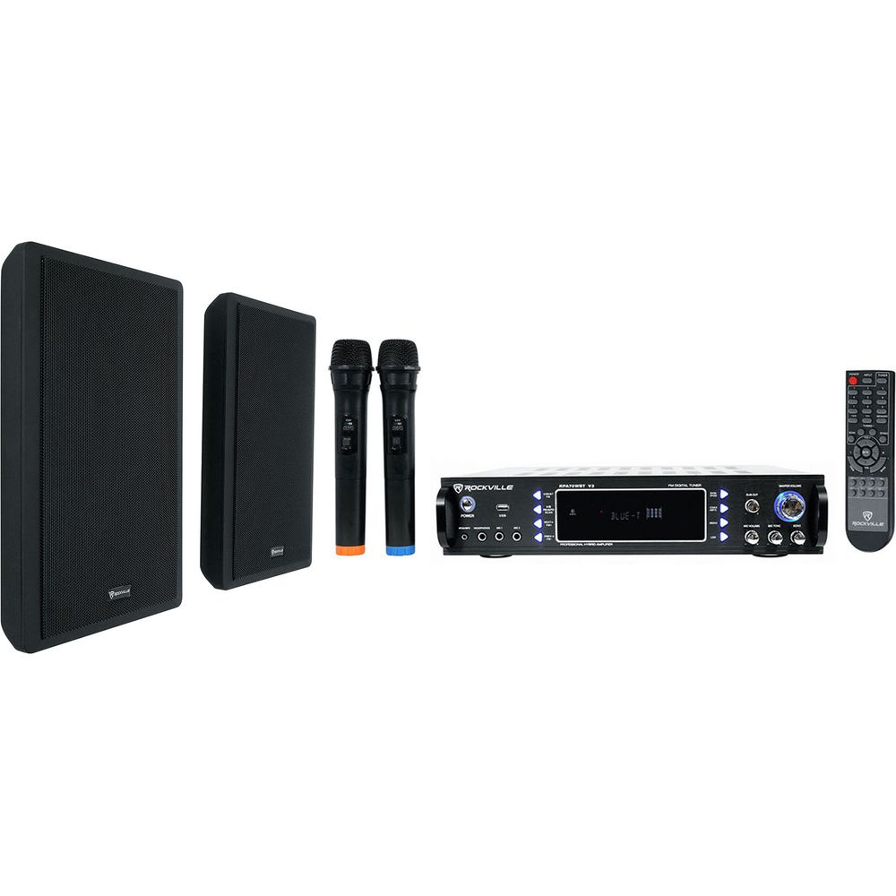 RPA70WBT V2 Receiver + RockSlim White 5.25" Speakers 2-Pack Bundle