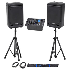 Samson Expedition XP300 300w Portable 6" Bluetooth PA DJ Speakers+Mixer+Stands