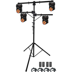 (4) Rockville RockOn-7 40w RGBW Moving Head Wash DMX Stage Club Light+Tripod Stand