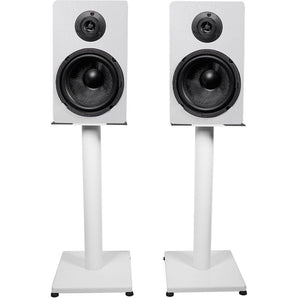 Pair Rockville RockShelf 64W White 6.5" Home Bookshelf Speakers w/21" Stands
