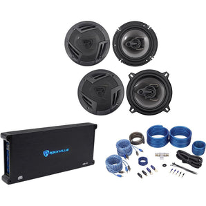 (2) Rockville RV6.3A 6.5" Speakers+(2) 3.5" Speakers+4-Channel Amplifier+Amp Kit