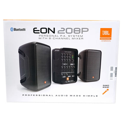 JBL EON208P Portable PA System / Pair 8" Speakers+Powered 8 Chan Mixer/Bluetooth