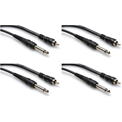 4 CPR-115 1/4" TS to RCA 15 Foot Unbalanced Audio Cables
