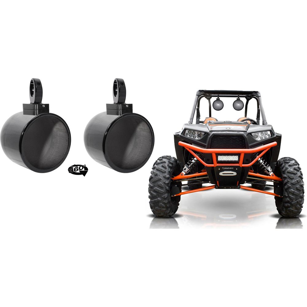 MAC80B Black 7.7" Tower Speaker Pods 2-Pack + MAC360B Swivel Clamps Bundle