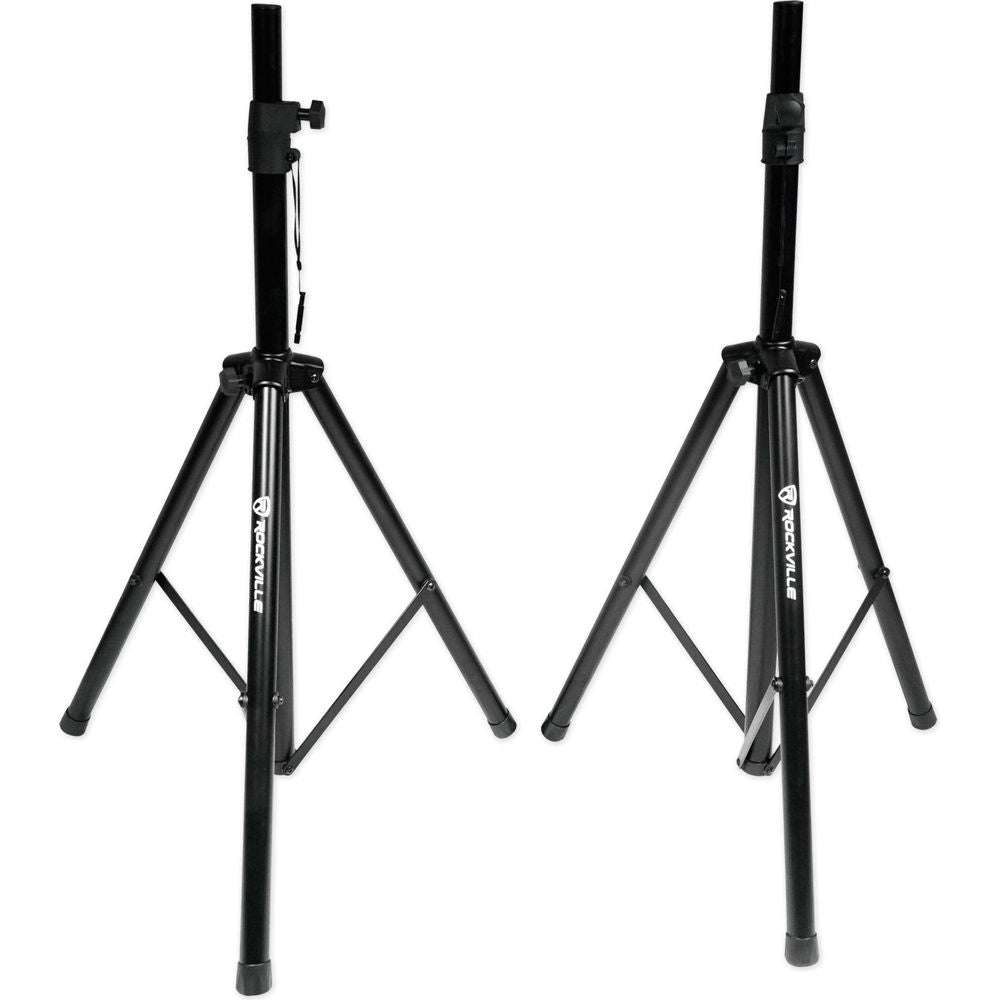 (2) SRT215 1600W 15in PA Speaker Bundle with Mixer, Stands & Headphones