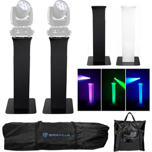 Pair Totem Stands w/Bags+Black+White Scrims For Chauvet Pro Rogue R1 Wash Lights