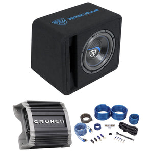 Rockville VS10K54 10" K5 1200w Car Subwoofer+Vented Sub Enclosure+Crunch Amp