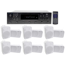 H12X500UBT 6-Zone Receiver + (12) White 6.5 In Outdoor/Indoor Speakers