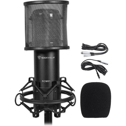 RCM01 PC Podcast Podcasting Recording Microphone Mic+Mount+Pop Filter