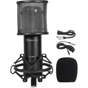 Rockville RCM01 PC Podcast Podcasting Recording Microphone Mic+Mount+Pop Filter