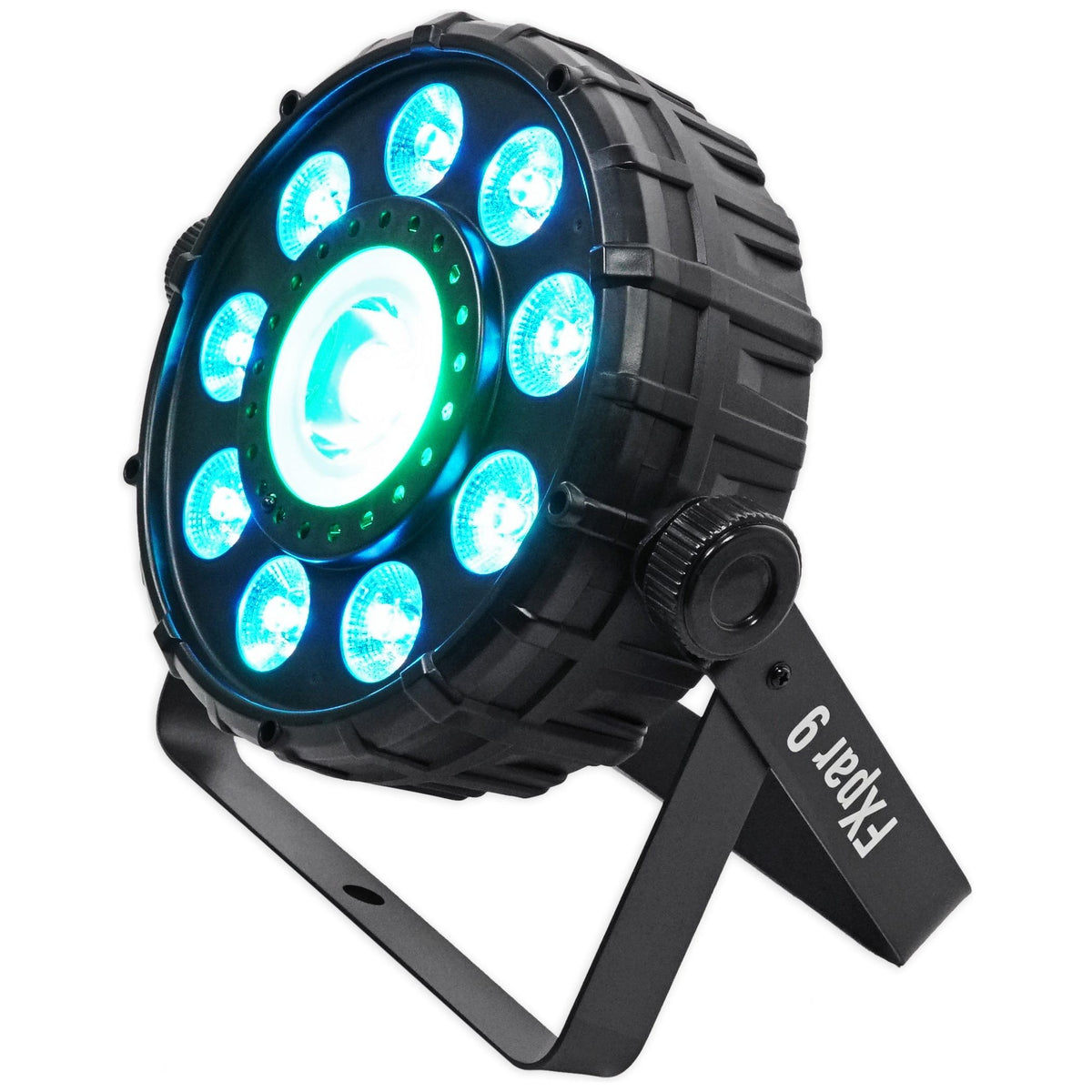 (4) FX Par 9 Multi-Effect Par Lights + ROCKFORCE 384 DMX Controller + Cables