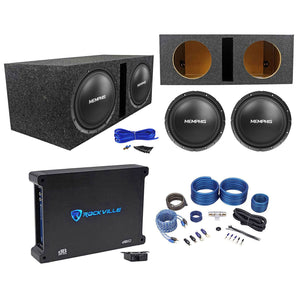 (2) Memphis Audio SRX1040 10" 400w SRX Subwoofers+Vented Box+Amplifier+Amp Kit